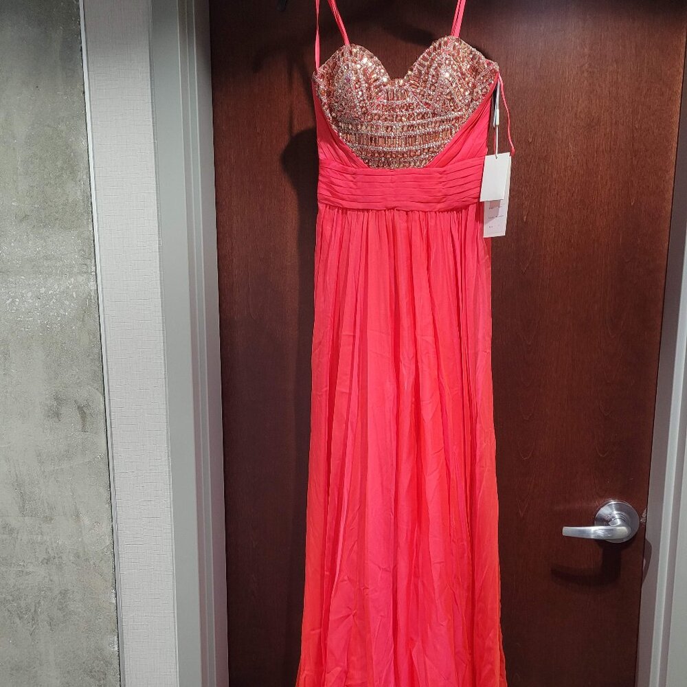 Angela and Alison Long Prom 41023 Size 2 Watermelon Color - Picture 4 of 7